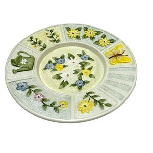 Delightful Daisy Plate Ceramic Floral Garden Butterfly PAC 6 inches Plant Saucer